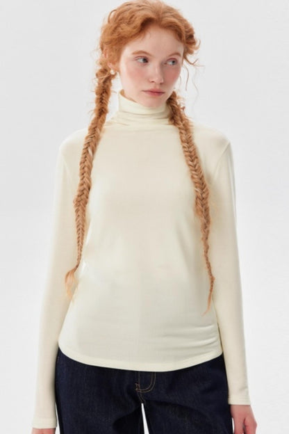 Tencel Wool Seamless Turtleneck Sweater