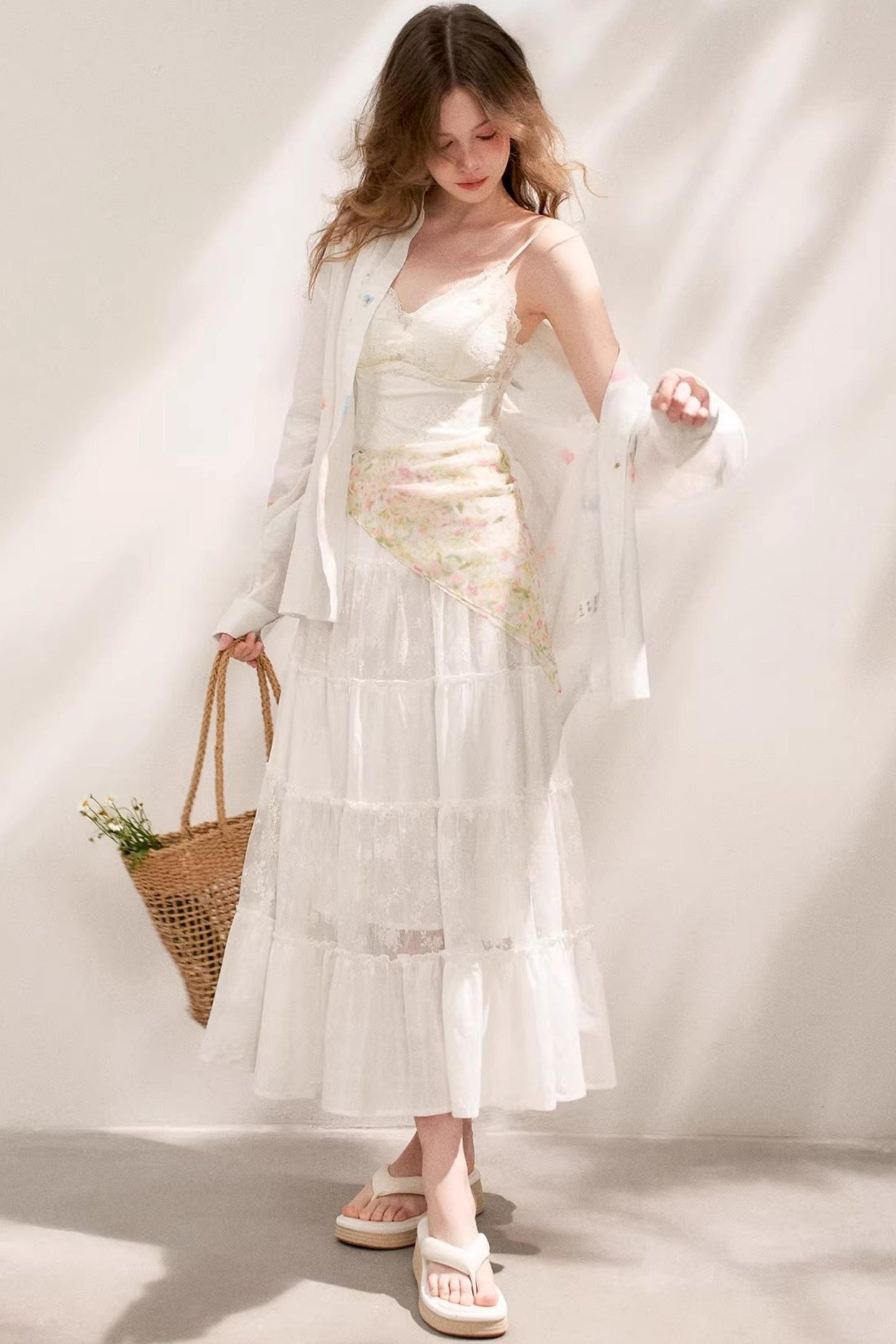 Pure White Lace Halter Skirt