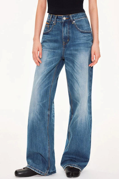 Classic Blue Straight-Leg Denim Pants