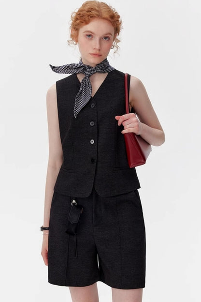 Denim Style Vest Shorts Set-Up