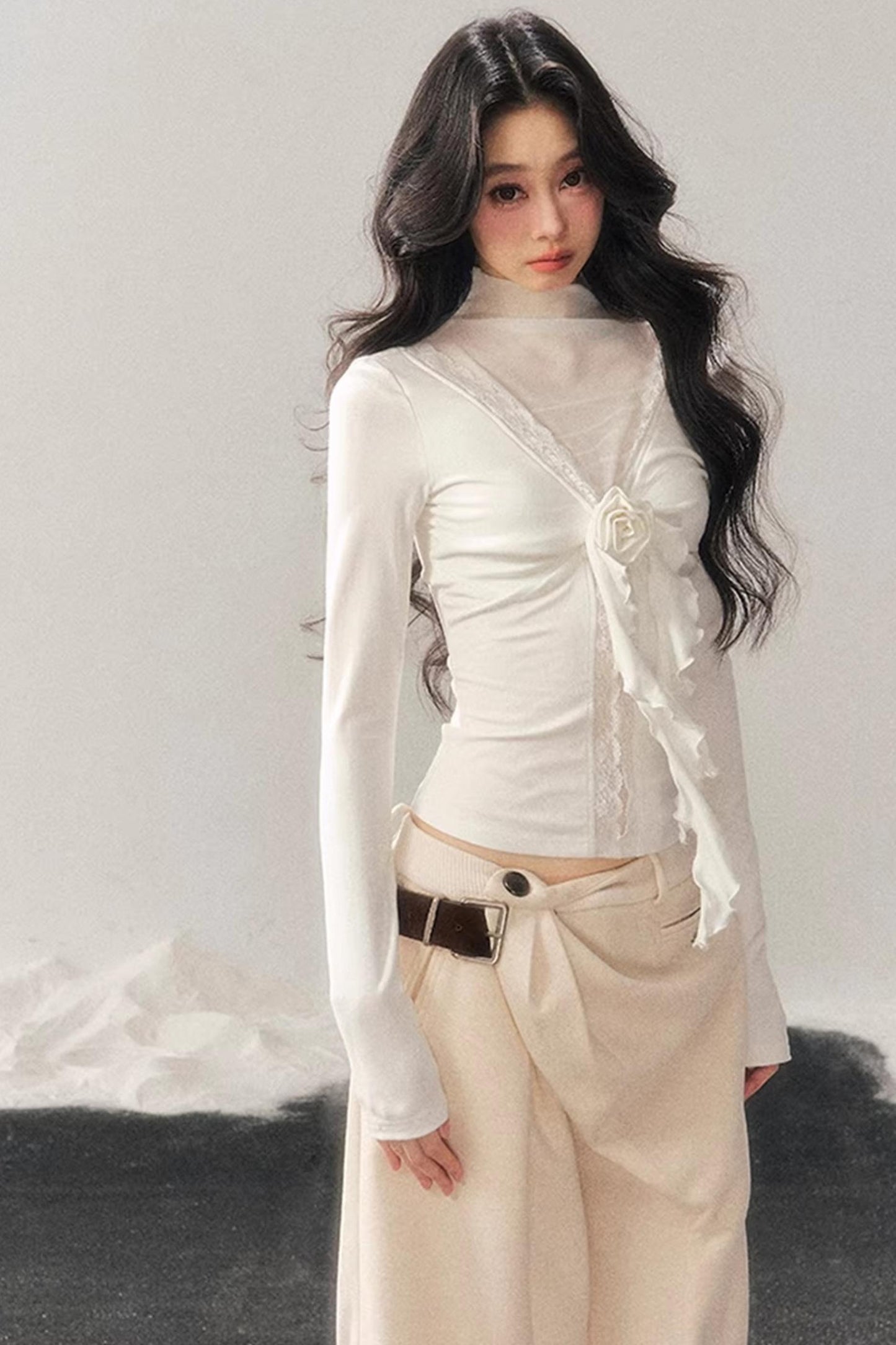 High-Neck Lace Winter Top