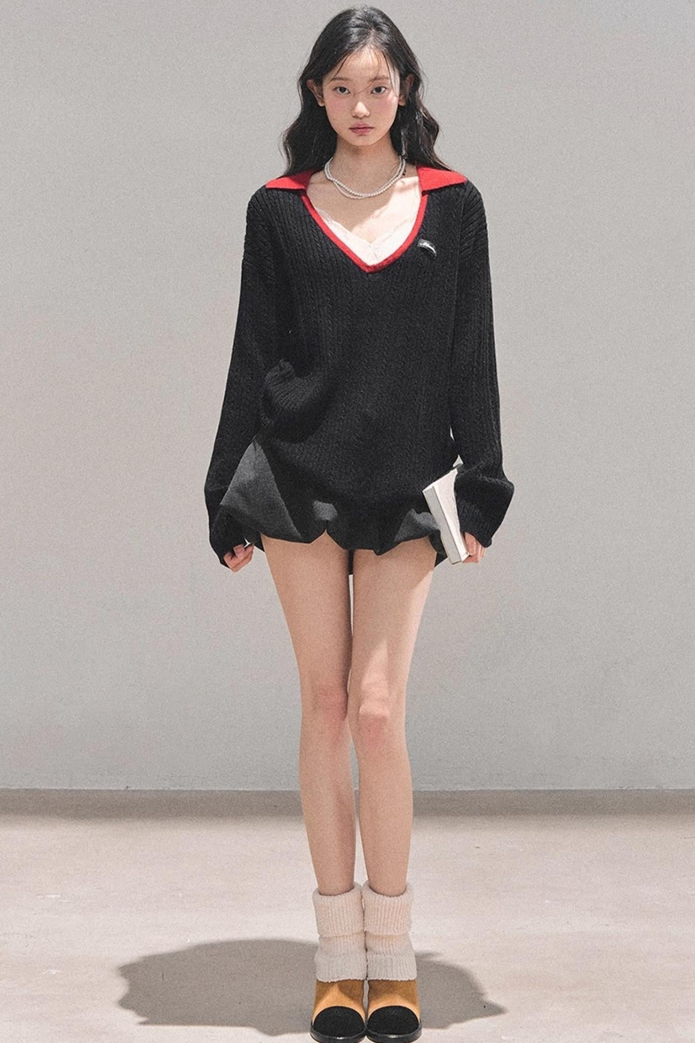 American College Wool V-Neck Sweater