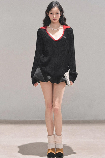 American College Wool V-Neck Sweater