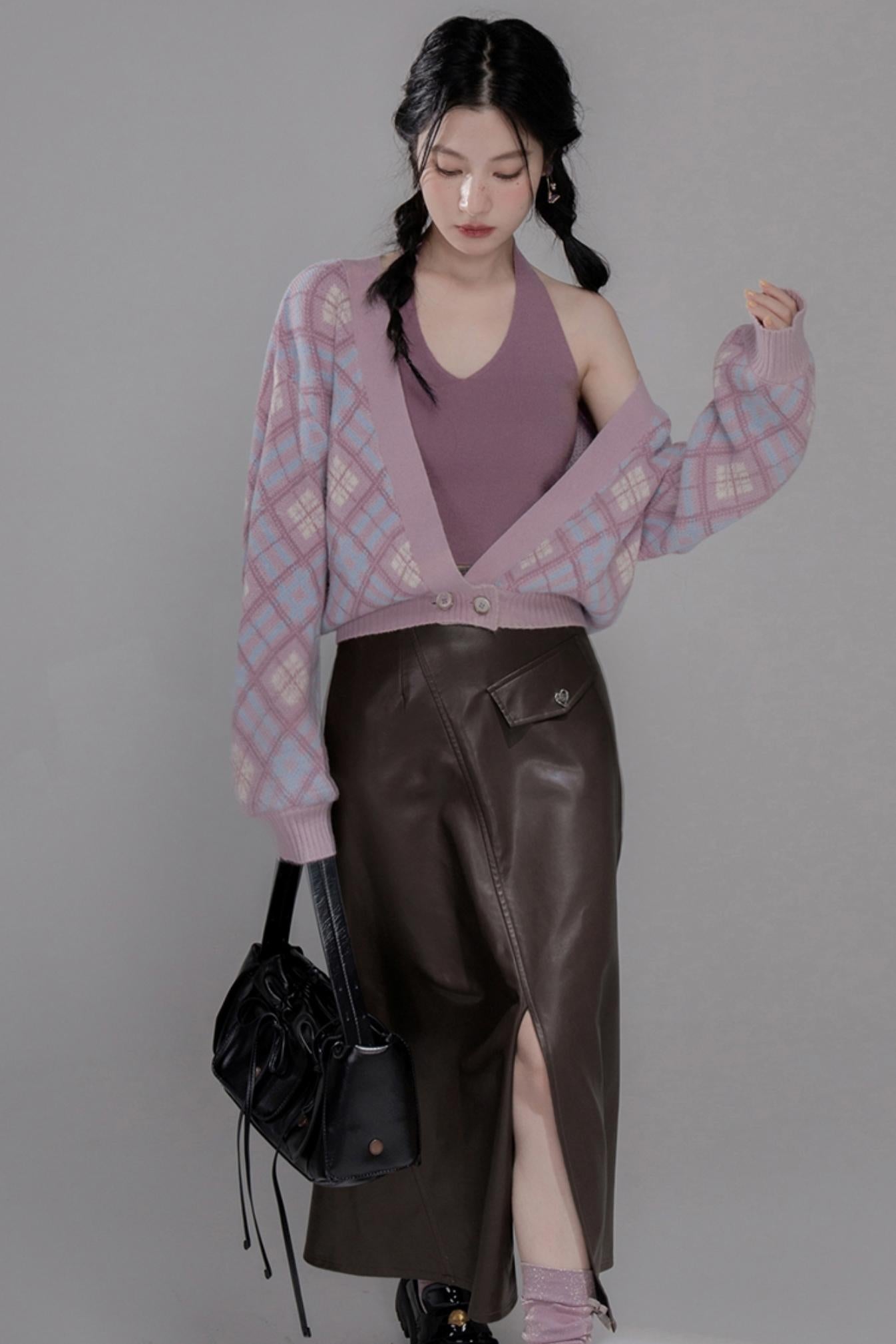 Rich Brown Leather Skirt