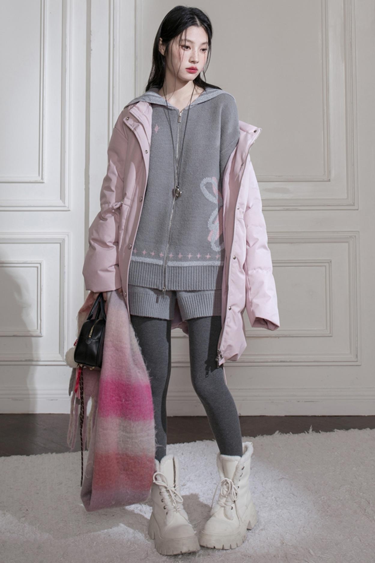 Cloud Gray Collar Knitwear Set