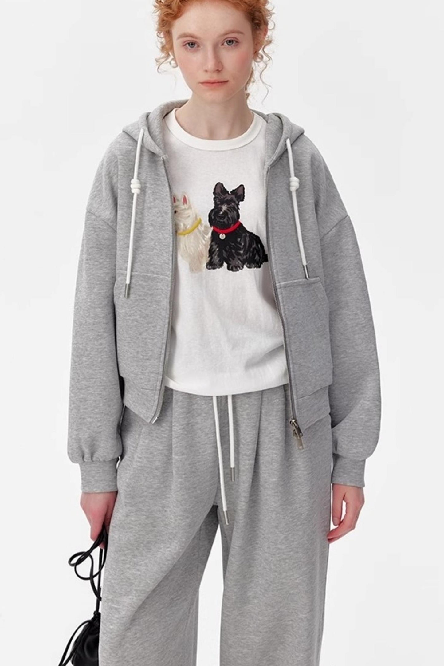 Gray Luxe Zip-Up Pants Set