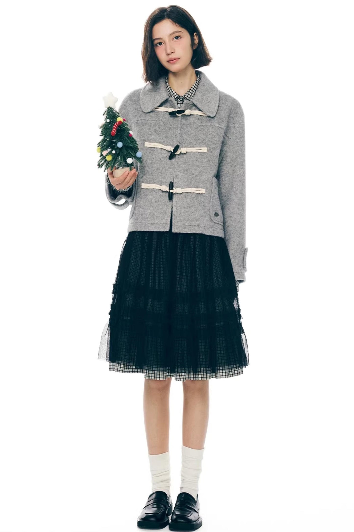 Retro Woolen Horn Button Jacket