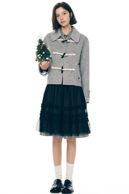 Retro Woolen Horn Button Jacket