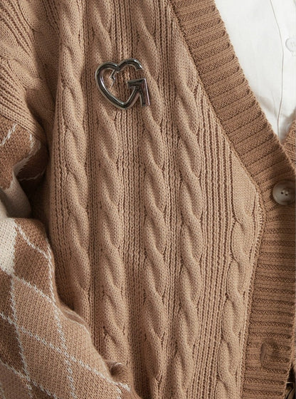V-neck knitted cardigan Coat