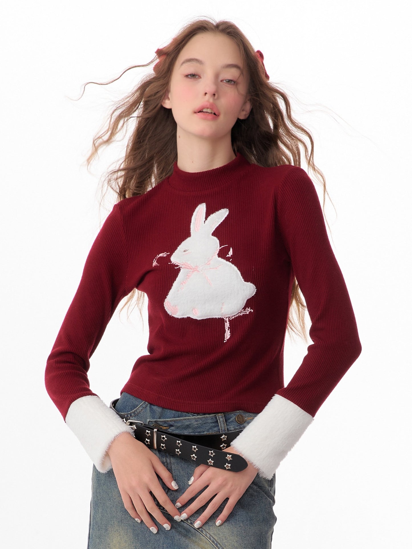 american vintage bunny christmas  sweater