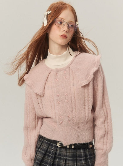 Cropped Mohair Sweater Knitted Tops