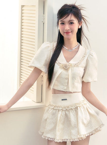 high-end crop top skirt set