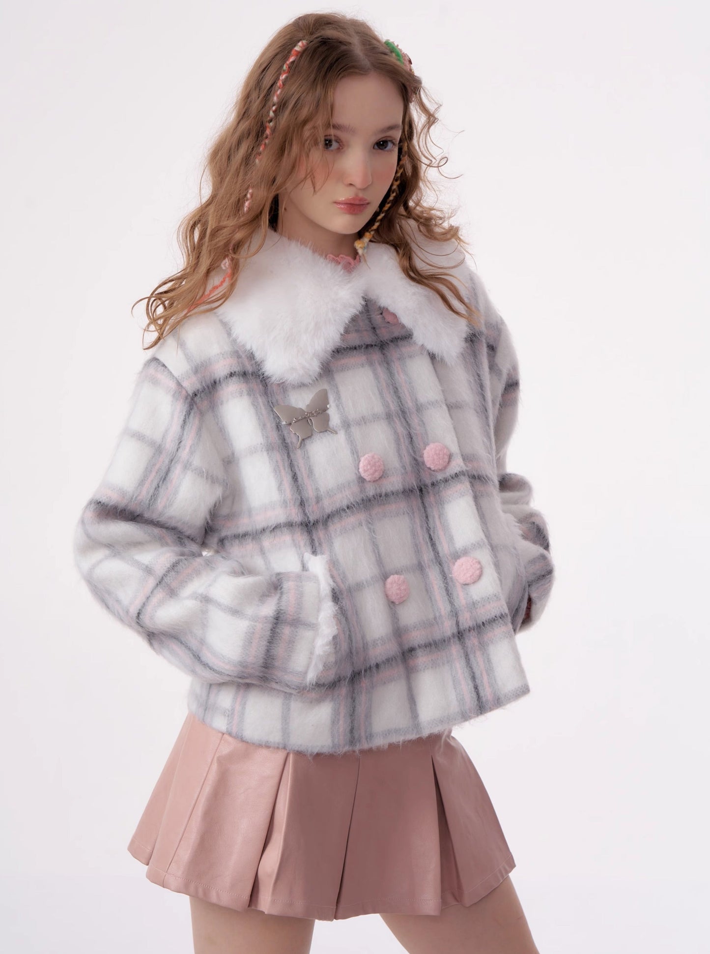 American Check Plaid Tweed Jacke