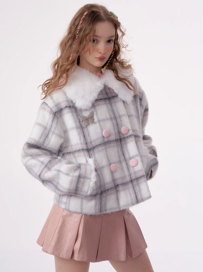 American Check Plaid Tweed Jacke