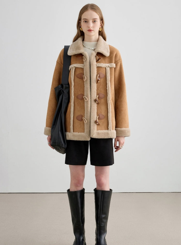 Horn Button Fur Short Coat