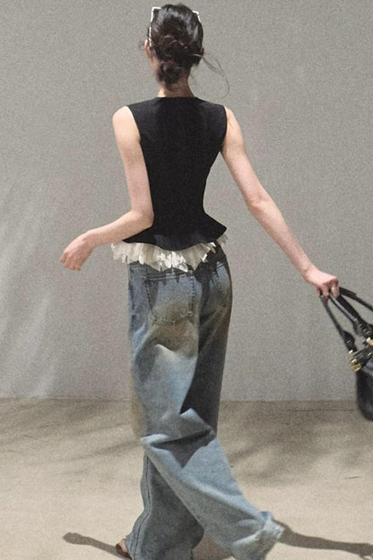 Vintage Hand-Painted Jeans Set