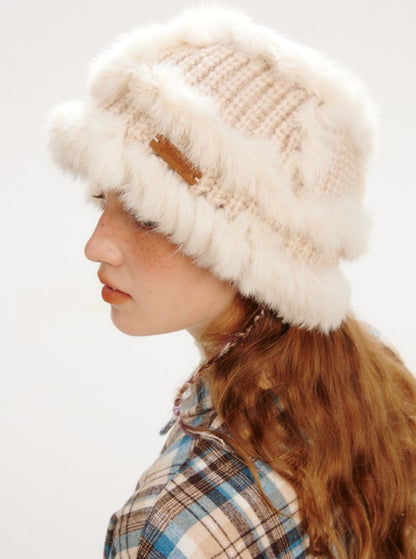 Custom Leather Label Plush Knit Hats