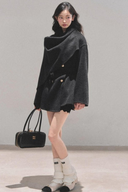Winter Plaid Wool Coat