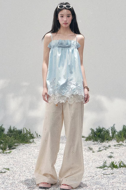 Bouquet-ähnliches Spitzen-Babydoll-Oberteil