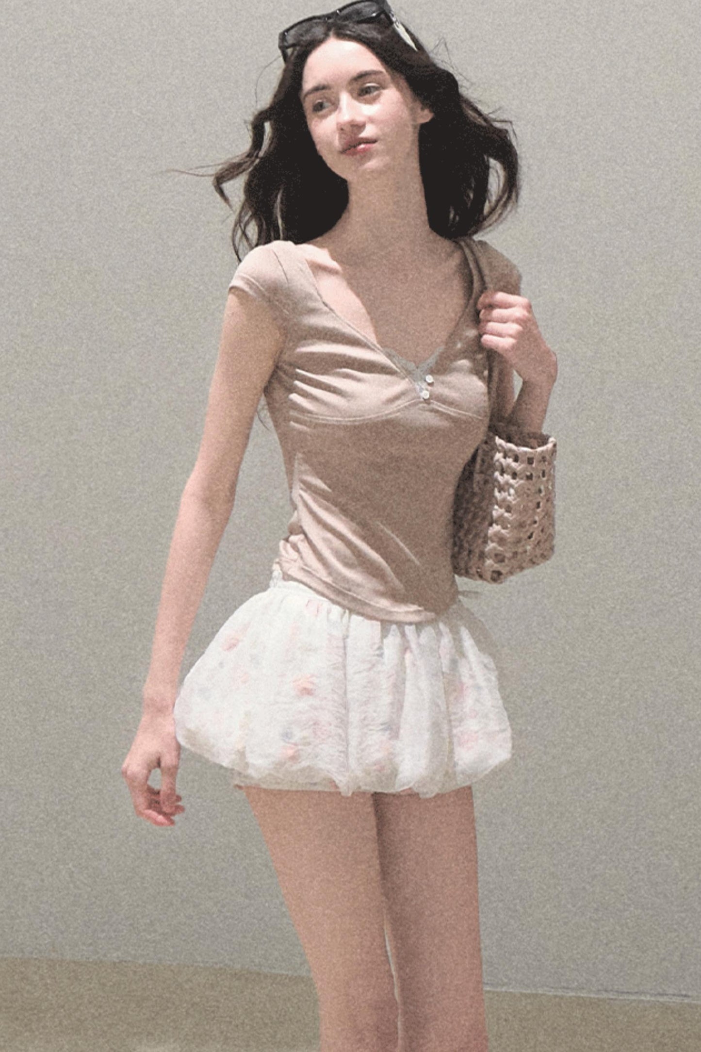 Floral Peplum Culottes Skirt Set