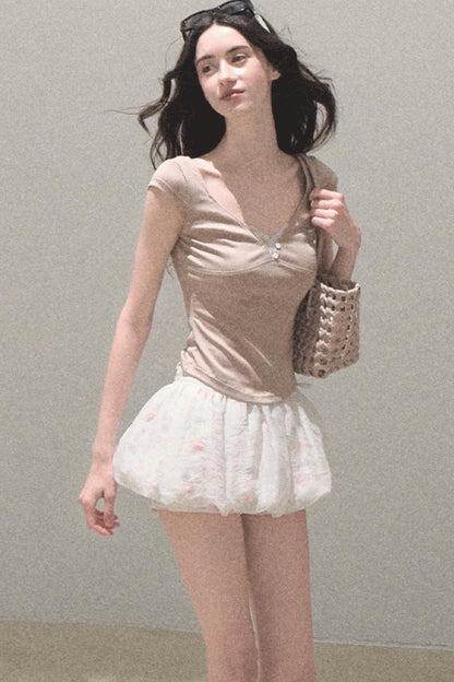 Floral Peplum Culottes Skirt Set