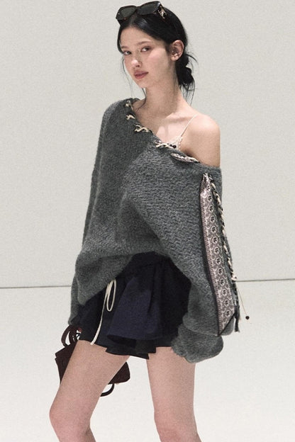 Plaid Color-Blocked A-Line Skirt