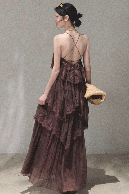 Heartbeat Lace Tiered Dress and Camisole Set