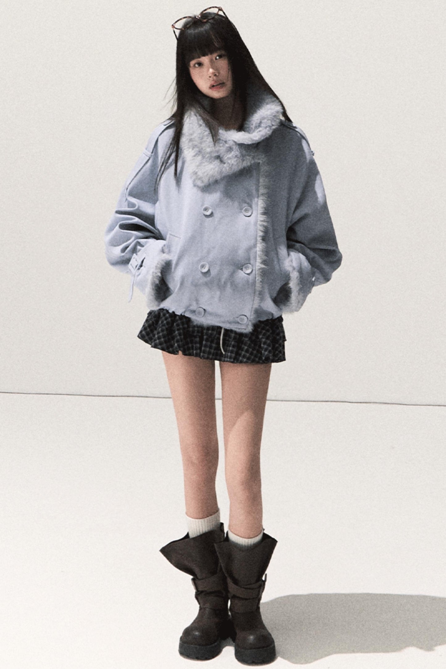 Shrine Plaid Woolen Cake A-Line Skirt