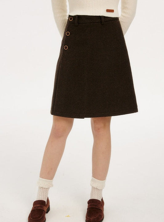 AMERICAN RETRO WOOLEN ONE-PIECE A-LINE SUIT SKIRT