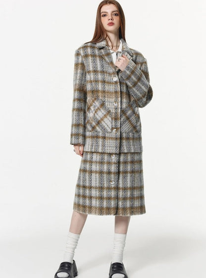 Midi Plaid Blazer Jacket