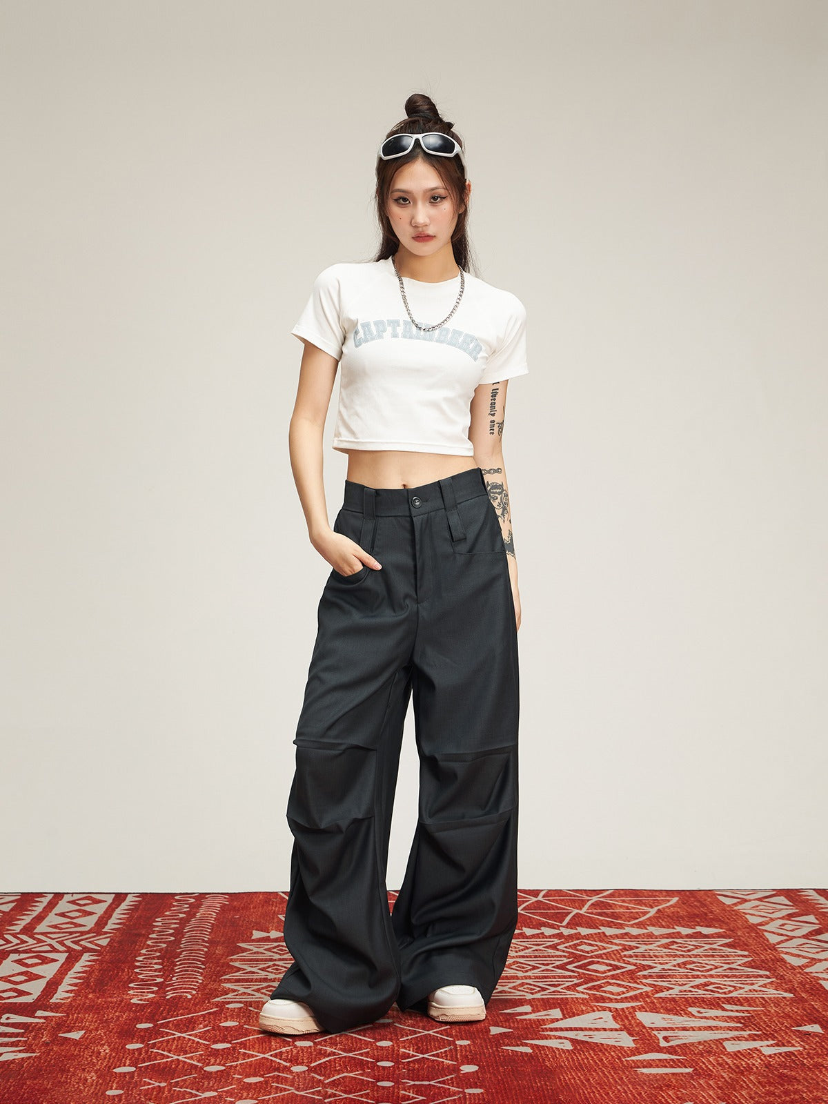 American drape wide-leg mopping pants