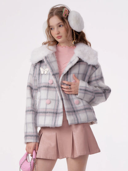 American Check Plaid Tweed Jacke