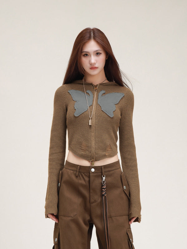 Vintage butterfly patch tops