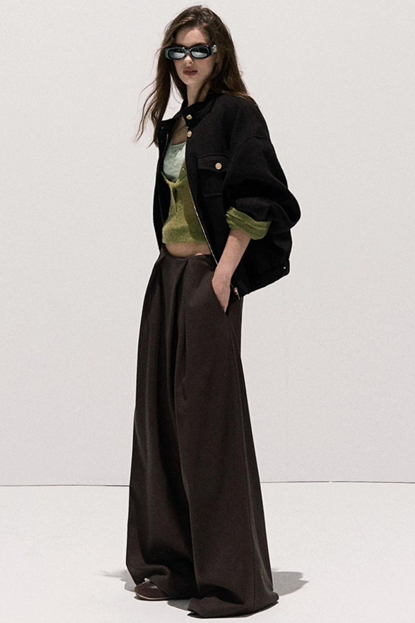 V-Neck Long Sleeve Wool Knit Top