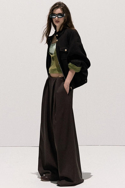 V-Neck Long Sleeve Wool Knit Top