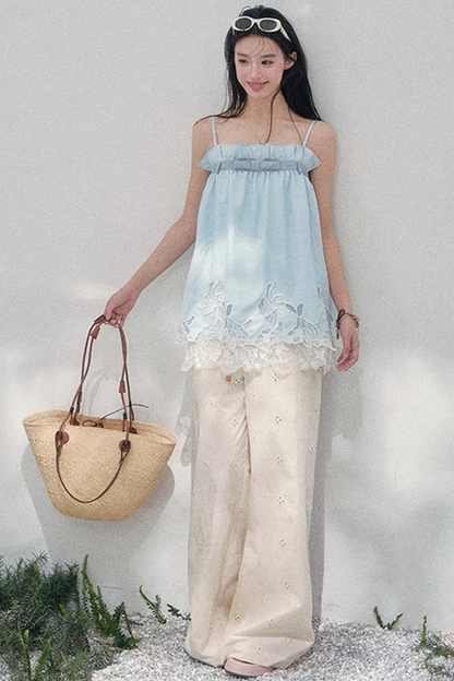 Bouquet-ähnliches Spitzen-Babydoll-Oberteil