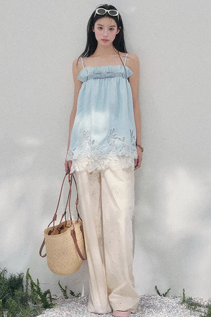 Bouquet-ähnliches Spitzen-Babydoll-Oberteil