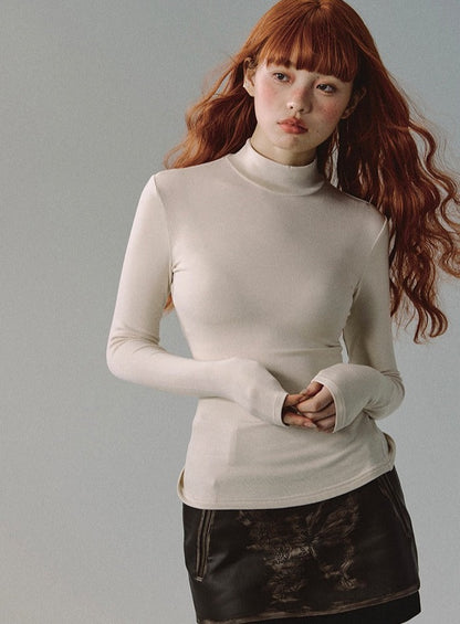 solid color slim breathable turtleneck tops