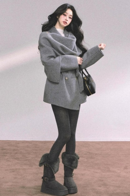 Winter Plaid Wool Coat