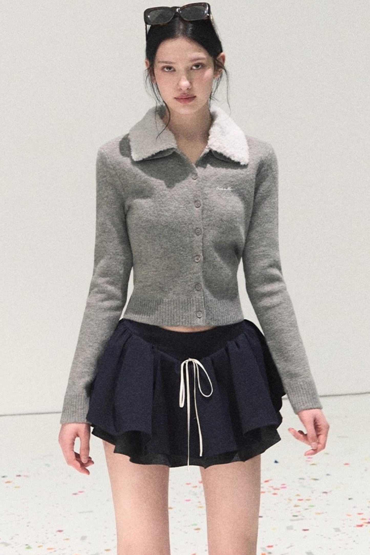 Plaid Color-Blocked A-Line Skirt