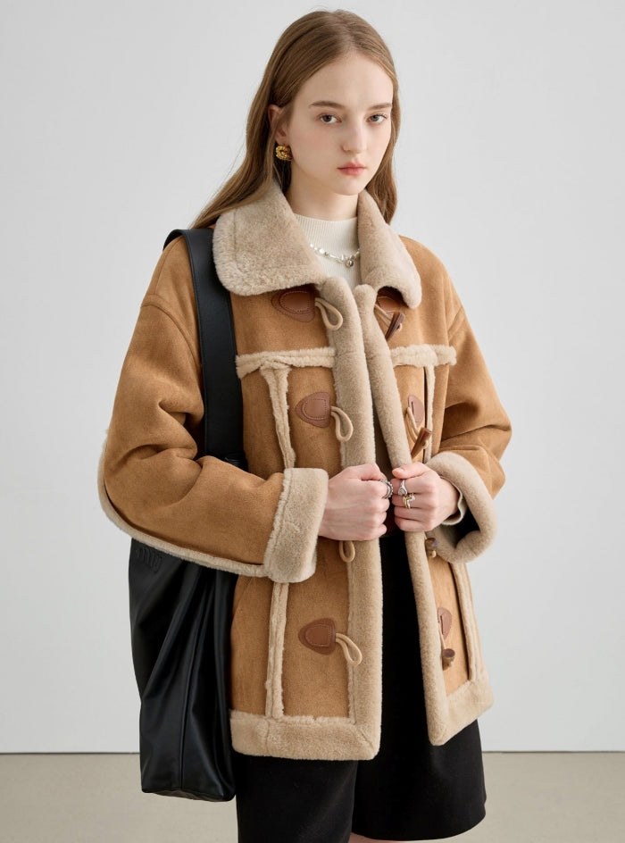 Horn Button Fur Short Coat