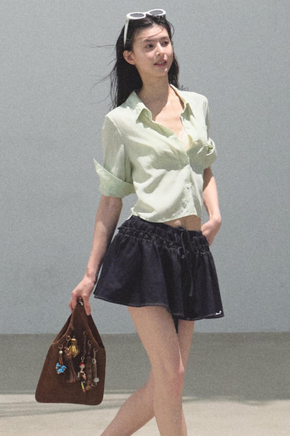 Embroidered Puffy A-Line Skirt