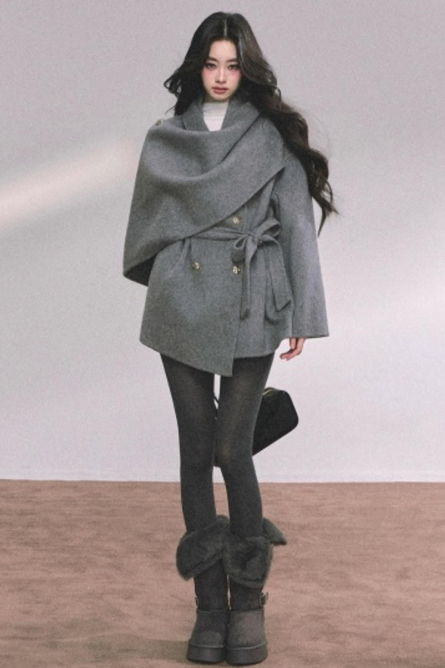 Winter Plaid Wool Coat