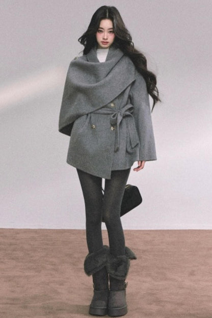 Winter Plaid Wool Coat