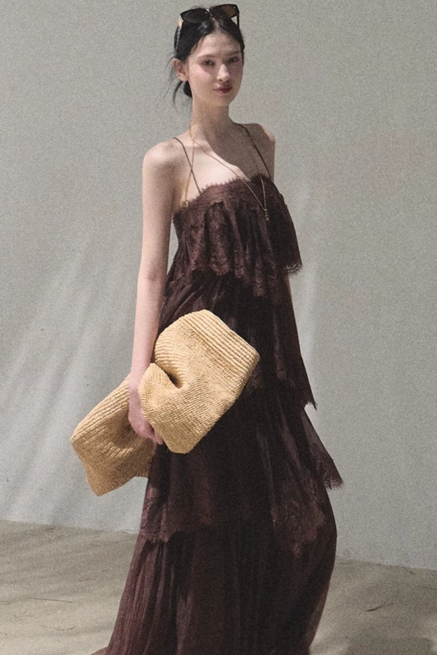 Heartbeat Lace Tiered Dress and Camisole Set