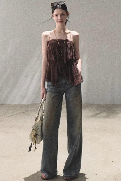 Vintage Hand-Painted Jeans Set