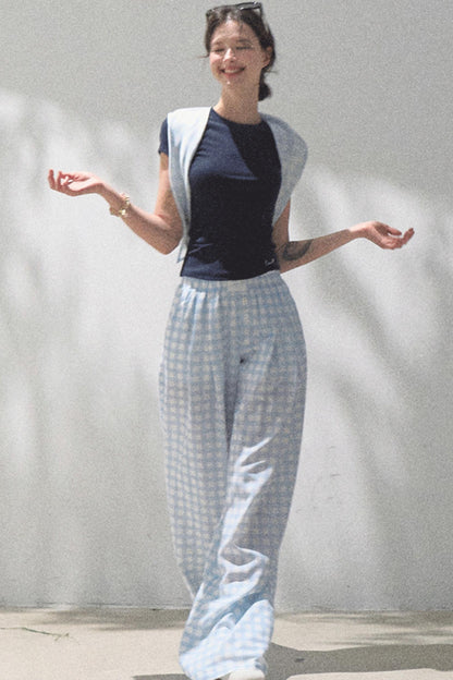 Wide-Leg Tencel Hemp Pants Set-Up