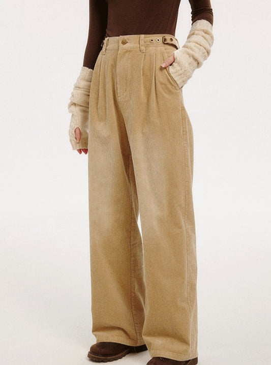 VINTAGE HIGH-WAISTED CASUAL STRAIGHT PANTS