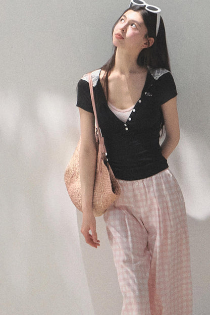 Wide-Leg Tencel Hemp Pants Set-Up