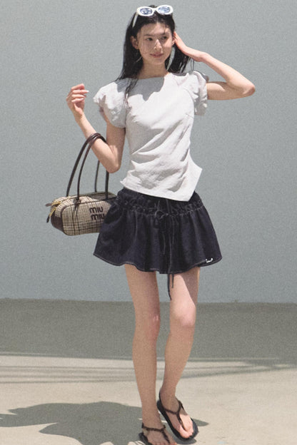 Embroidered Puffy A-Line Skirt